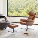 Elvin Leather Recliner and Ottoman - Image 3